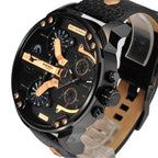Diesel DZ7350 Mr. Daddy 2.0 Chronograph Men's Watch – Black Dial & Black Leather Strap