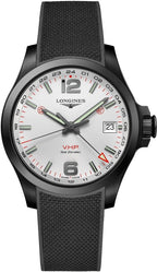 Longines Conquest GMT Black Rubber Strap Men's Watch L3.718.2.76.9