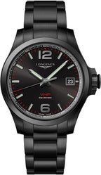 Longines Conquest Black Steel 41mm Men's Watch V.H.P. L3.716.2.56.6