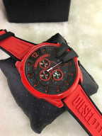 Diesel DZ4526 Mega Chief Chronograph Men's Watch – Black Dial & Red Rubber Strap